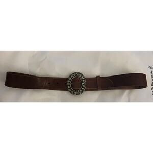 Ralph Lauren Rugby crystal rhinestone brown Equestrian leather belt M